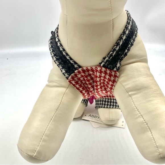 NWT Pearl Chain Sequin Red Blue Black Patchwork Multicolor Dog Overalls Small - Picture 7 of 10